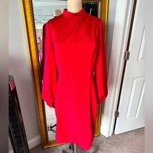Red Ashley Lauren scuba cocktail dress size 14